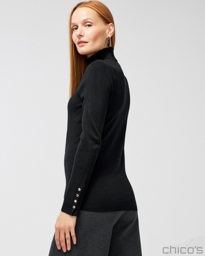 Chico's ECOVERO Turtleneck Sweater Sweaters Black | 258-FPEDYI