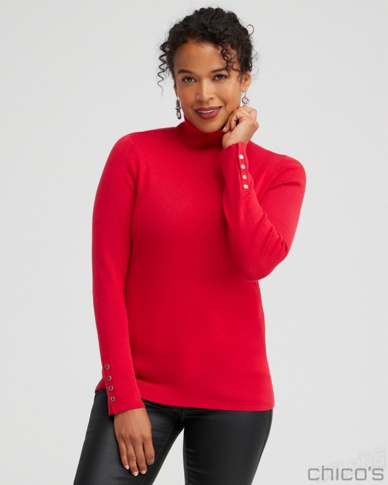 Chico\'s ECOVERO Turtleneck Sweater Sweaters Wild Poppy | 531-TXWRPB