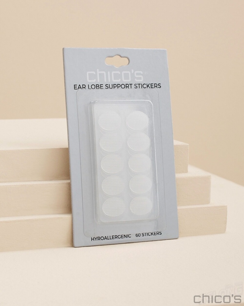 Chico\'s Ear Lobe Support Stickers Earrings White | 789-HLDBQF