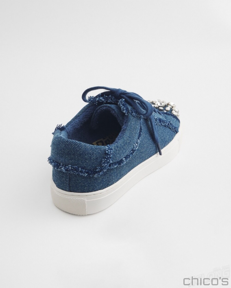 Chico's Embellished Denim Sneakers Shoes Dark Denim | 038-GOPMAJ