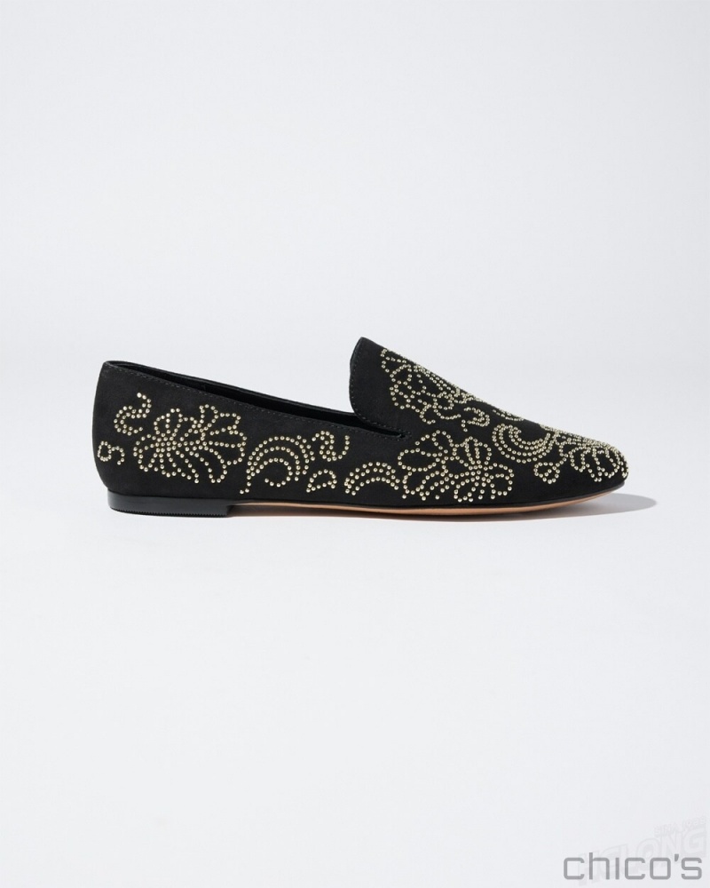 Chico's Embellished Loafers Shoes Black | 751-XBQIOU