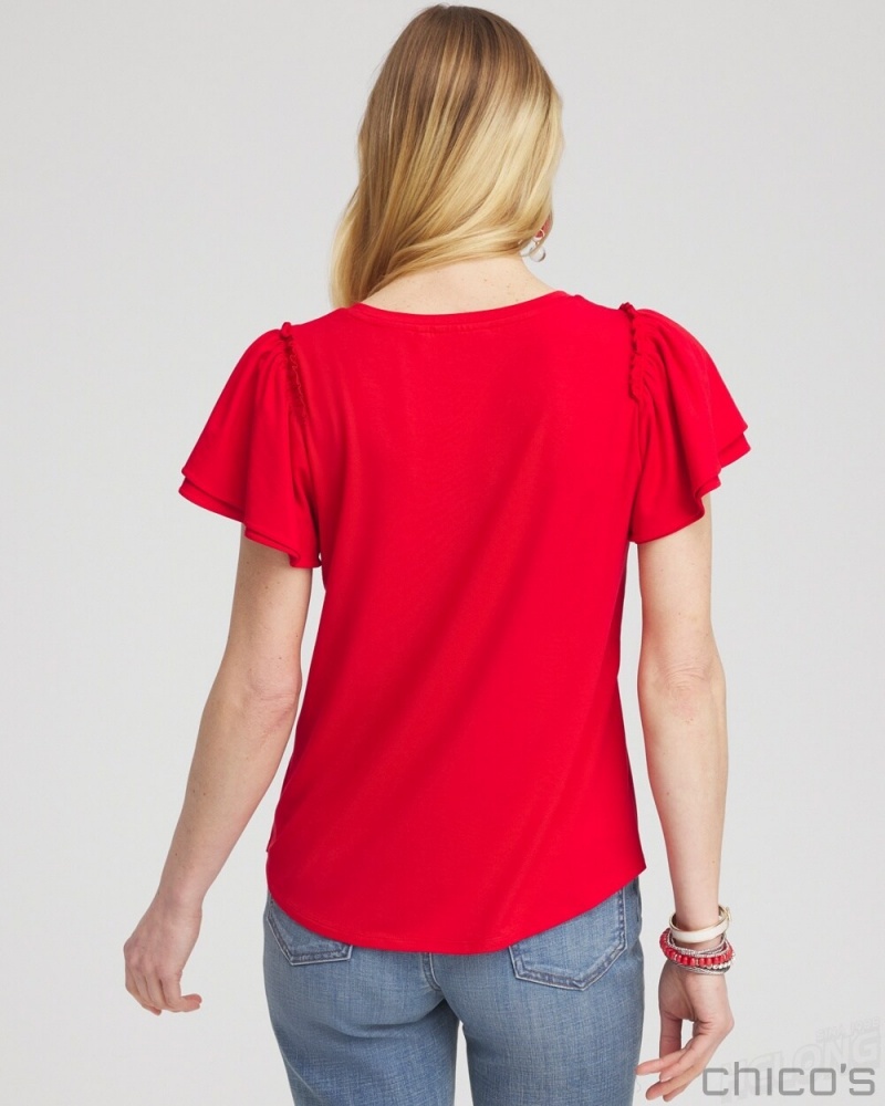 Chico's Embellished Star Tee Tees & Tanks MADEIRA RED | 051-ANCDYP