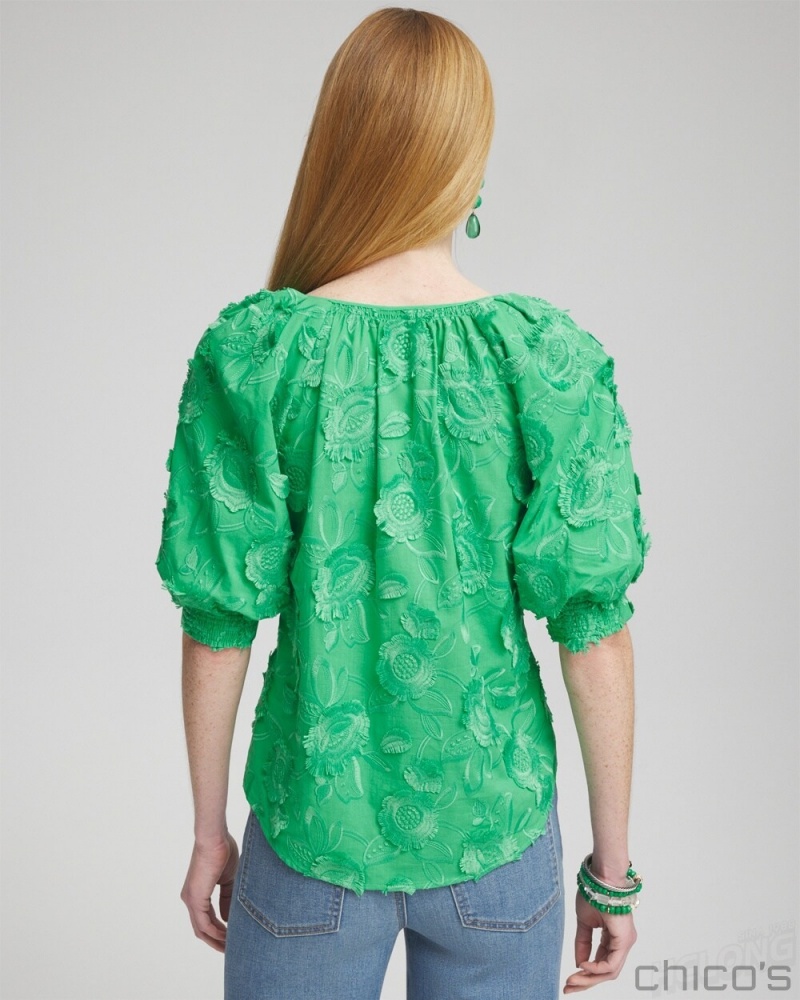 Chico's Embellished Top Blouses & Shirts GRASSY GREEN | 826-JBPMCW