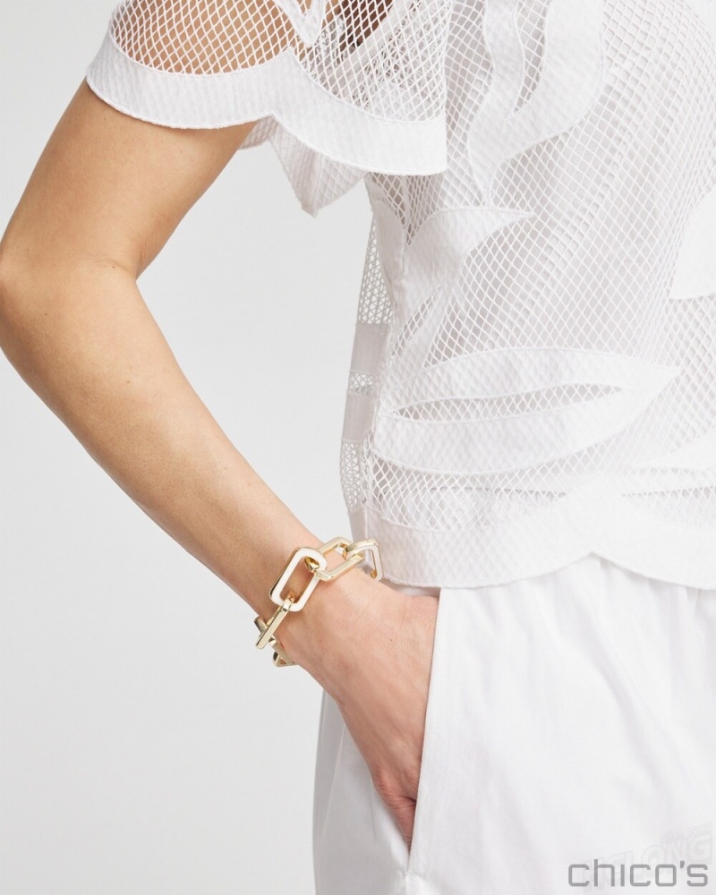 Chico's Enamel Chain Bracelet Bracelets White | 967-ZFCRMW