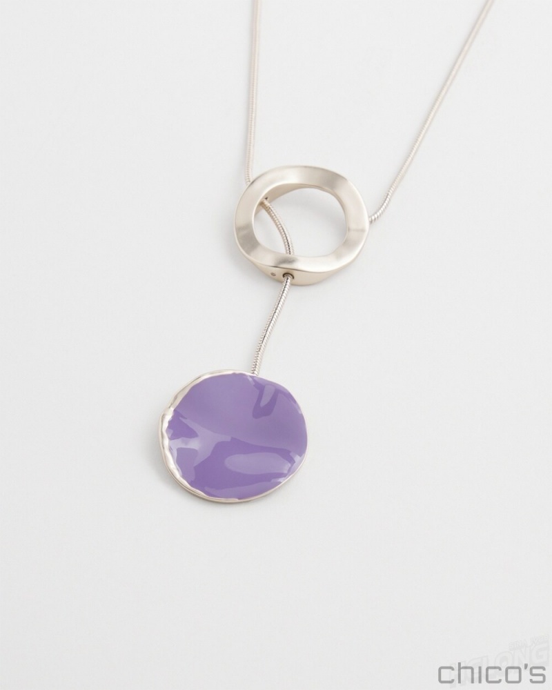 Chico's Enamel Pendant Necklace Necklaces Parisian Purple | 031-PTXSFO