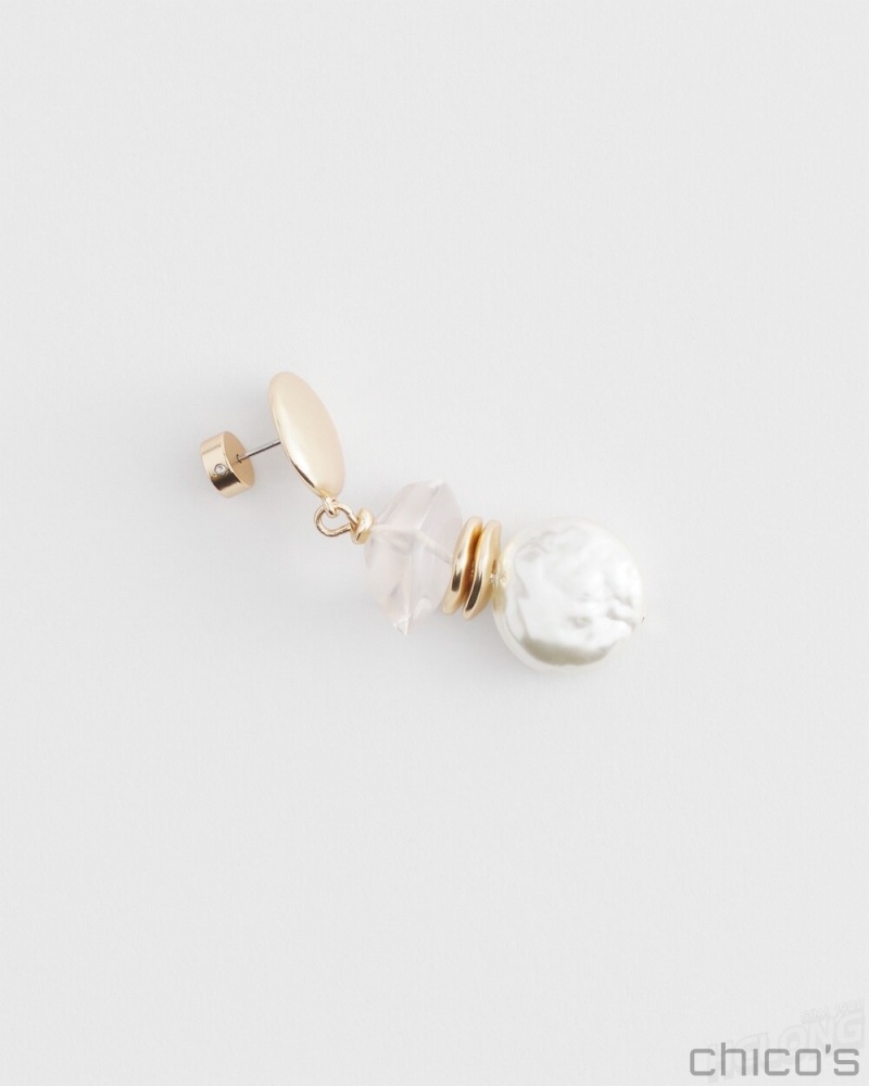 Chico's Faux Pearl Drop Earrings Earrings Gold | 349-OGBCYZ