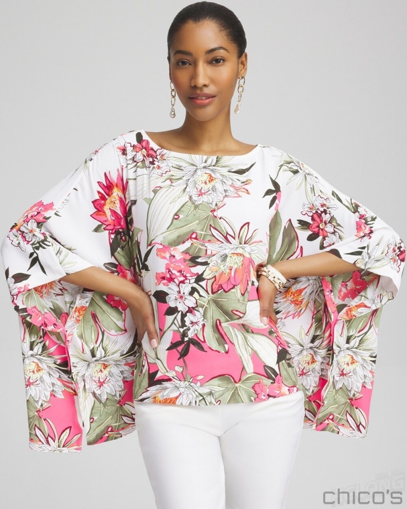 Chico's Floral Poncho Ponchos & Ruanas Primordial Forest | 130-MPFDUH