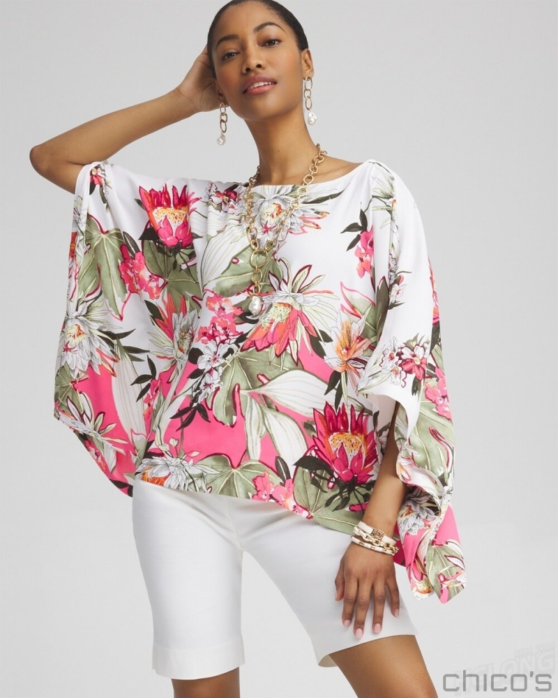 Chico's Floral Poncho Ponchos & Ruanas Primordial Forest | 130-MPFDUH