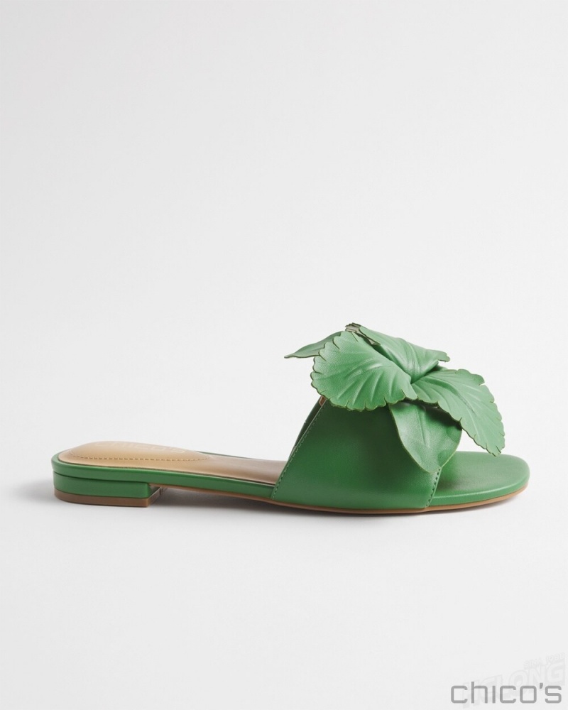 Chico's Floral Slides Shoes Green | 860-IAKNLX