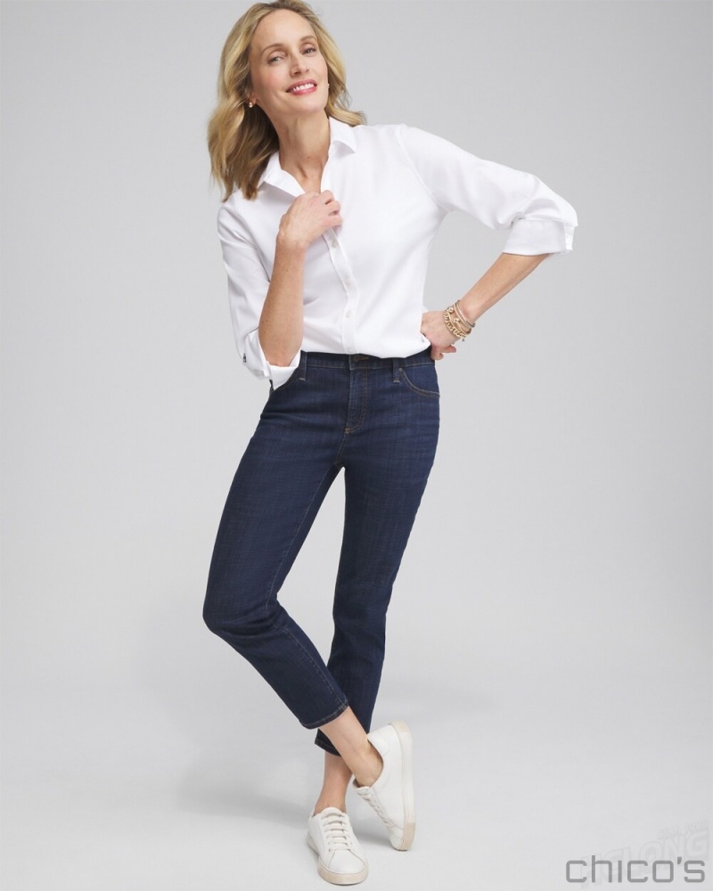 Chico's Girlfriend Cropped Jeans Jeans & Denim Rainier Indigo | 392-WMGPRA