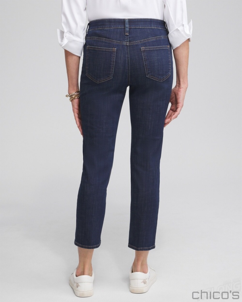 Chico's Girlfriend Cropped Jeans Jeans & Denim Rainier Indigo | 392-WMGPRA