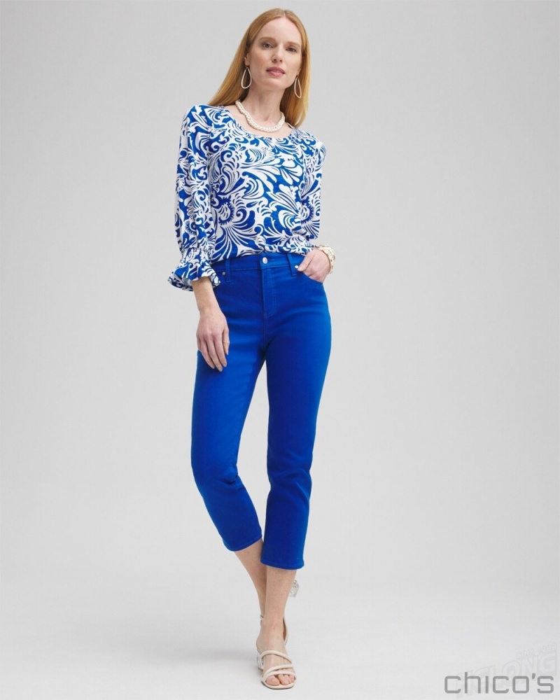 Chico's Girlfriend Cropped Jeans Jeans & Denim Intense Azure | 398-GWINMA