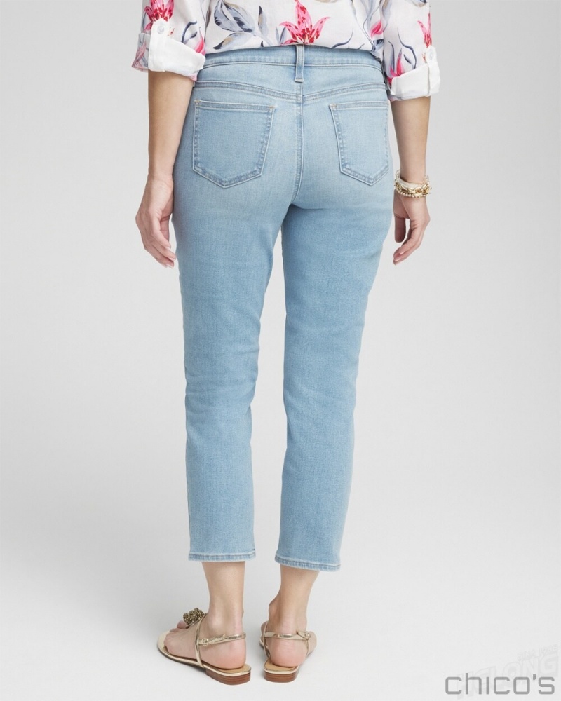 Chico's Girlfriend Cropped Jeans Jeans & Denim Cerulean Indigo | 374-SVTWGL