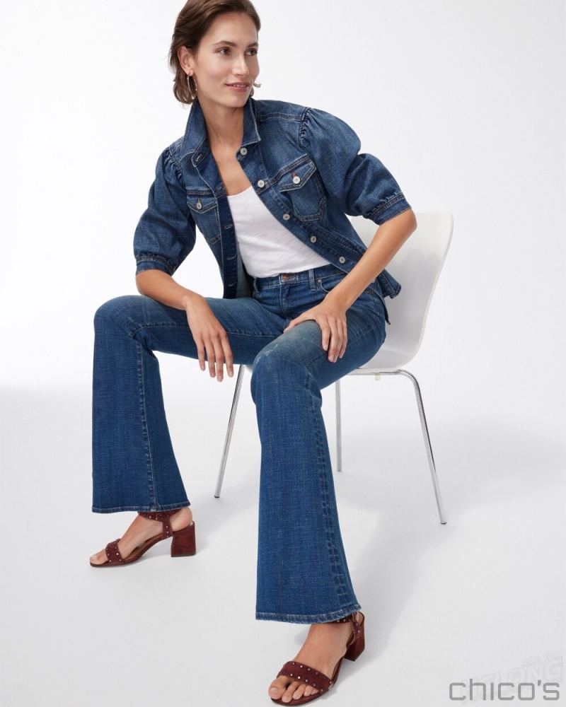 Chico's Girlfriend Flare Jeans Jeans & Denim Royal Street Indigo | 761-IBNUAM