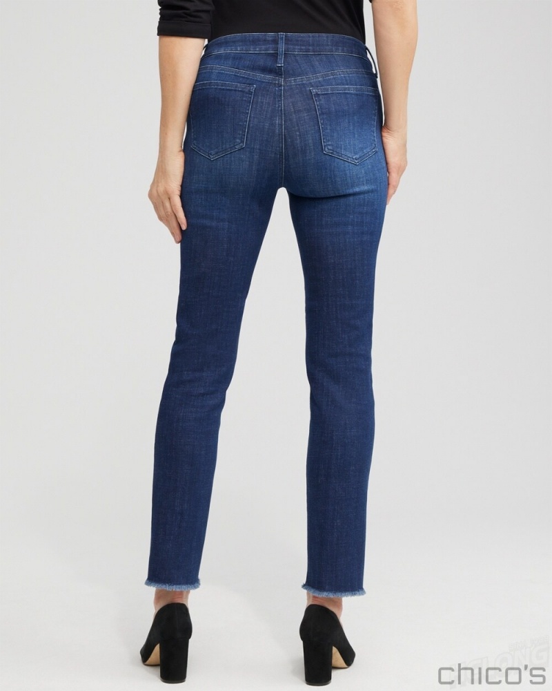 Chico's Girlfriend Heart Print Ankle Jeans Jeans & Denim Irvina Indigo | 301-GIQCJO