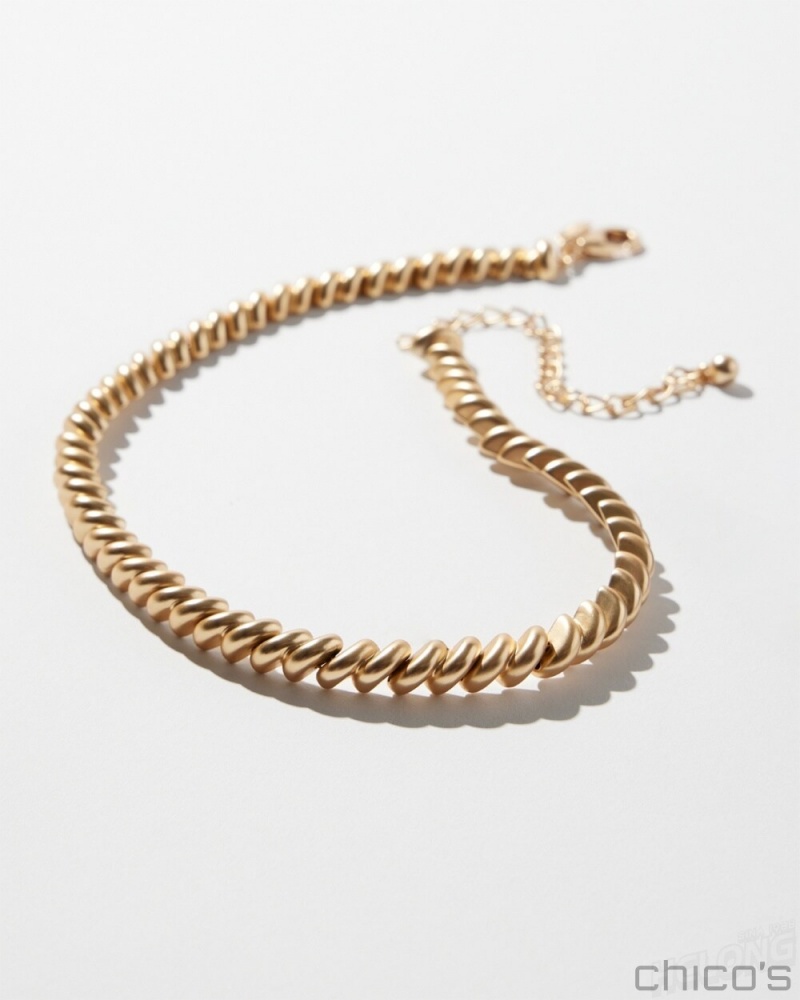 Chico's Gold Tone Collar Necklace Necklaces Gold | 925-YNSXTQ