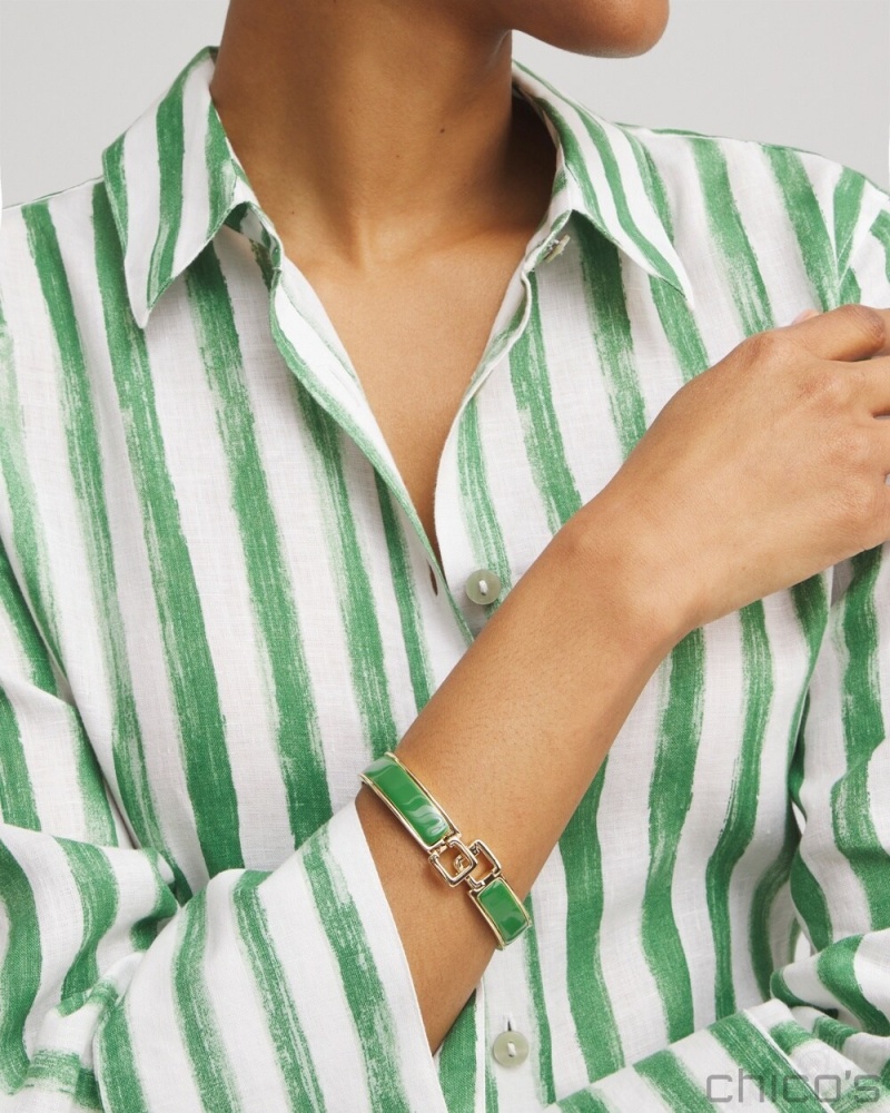 Chico's Green Chico's Click Bangle Bracelets Verdant Green | 217-WMROLT