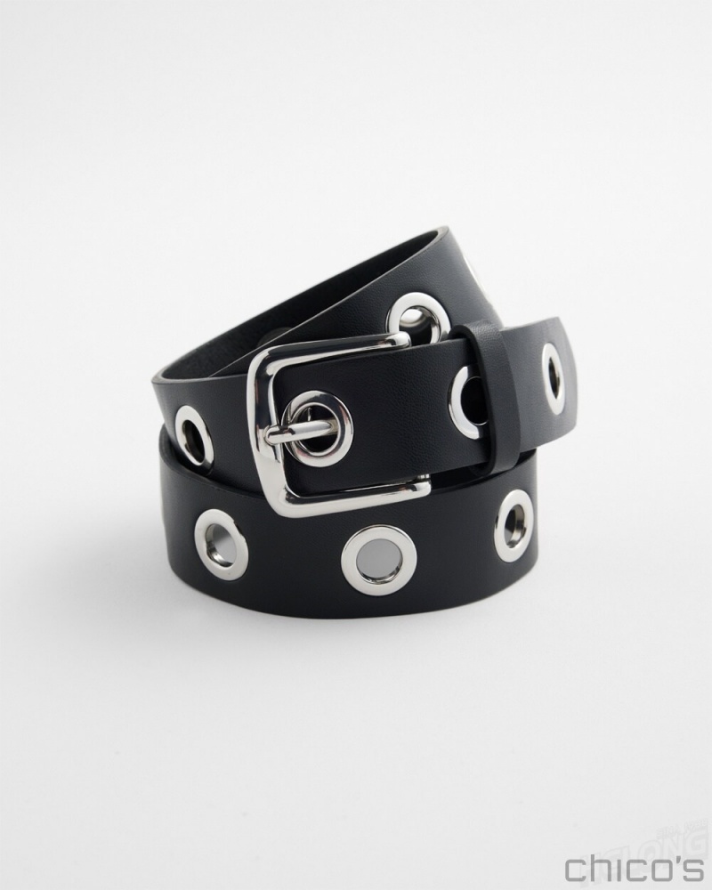 Chico's Grommet Belt Belts Black | 375-XDHNOY