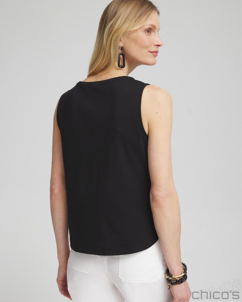 Chico's Grommet Neck Detail Tank Tees & Tanks Alabaster | 436-VRGXNO