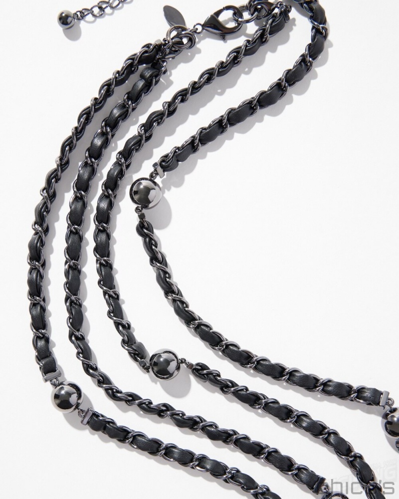 Chico's Hematite Convertible Necklace Necklaces Hematite | 620-KMTANV