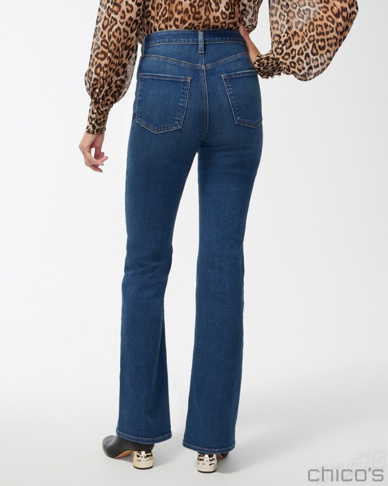 Chico's High Rise Flare Jeans Jeans & Denim Sequoia Indigo | 981-ZMXRCD