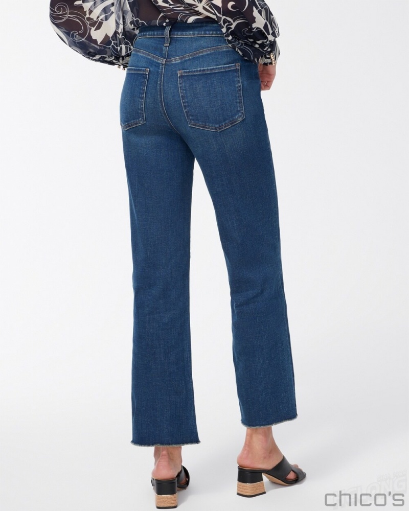 Chico's High Rise Straight Leg Jeans Jeans & Denim Sequoia Indigo | 804-TJLZAU