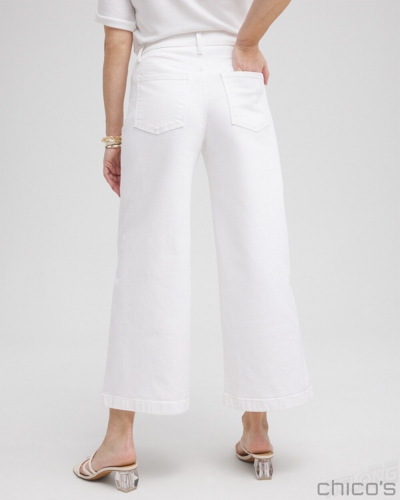 Chico's High Rise Wide Leg Cropped Jeans Jeans & Denim Alabaster | 829-YOLXRN