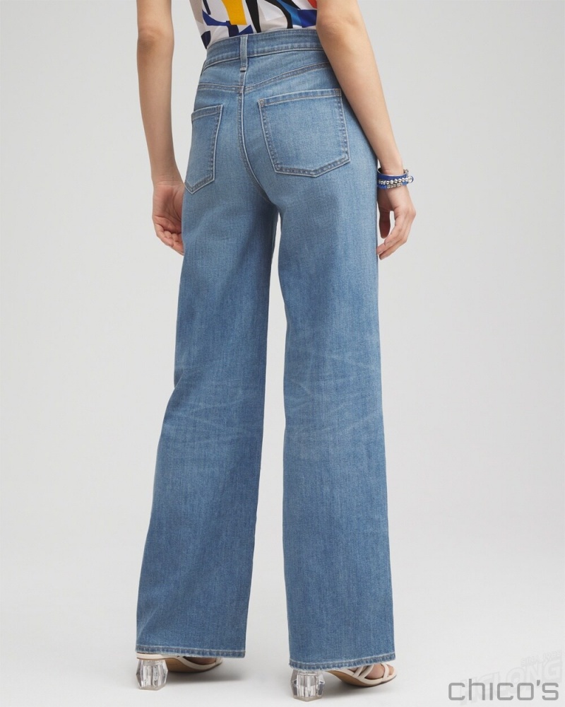 Chico's High Rise Wide Leg Jeans Jeans & Denim Dragon Road Indigo | 308-BXVTPK