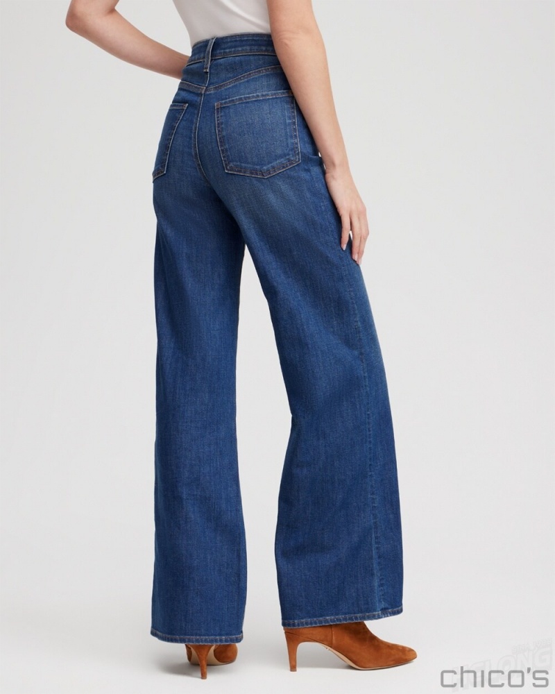 Chico's High Rise Wide Leg Jeans Jeans & Denim Violet Bloom Indigo | 584-PUDXYG