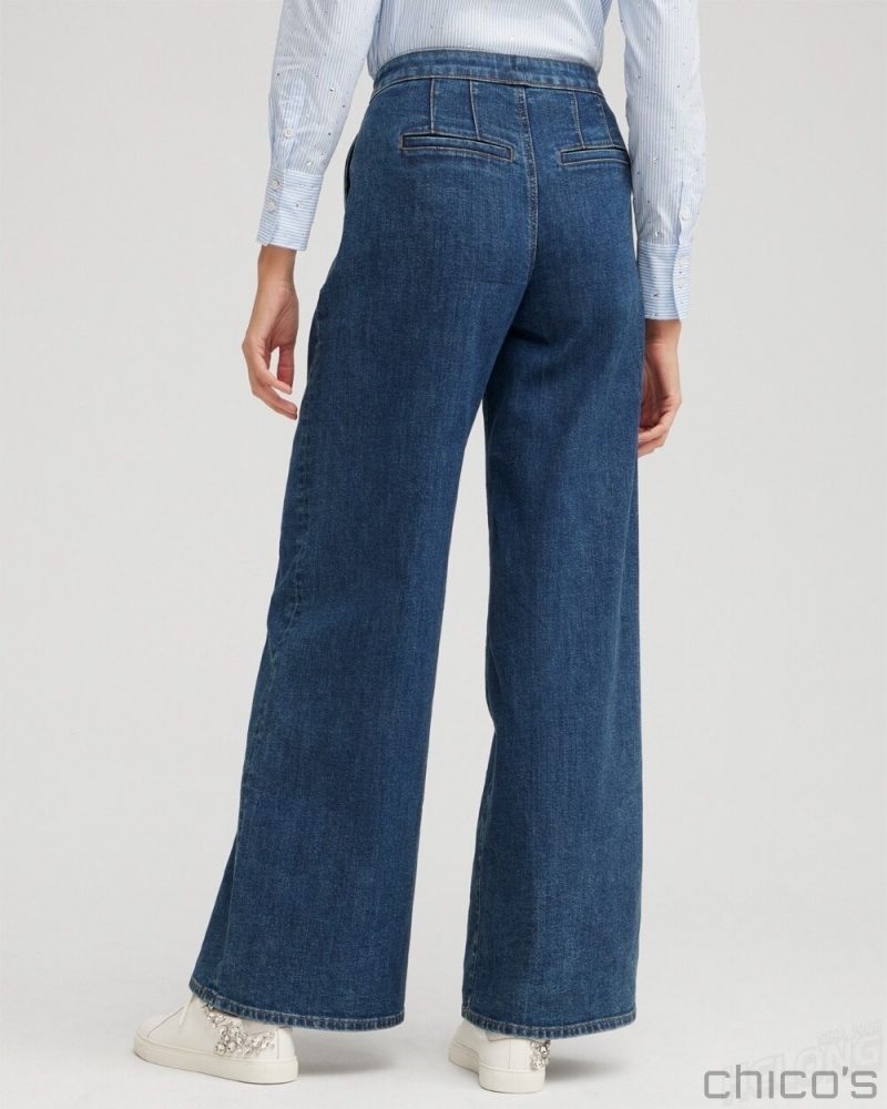 Chico's High Rise Wide Leg Palazzo Jeans Jeans & Denim Avino Indigo | 014-DFQMHW