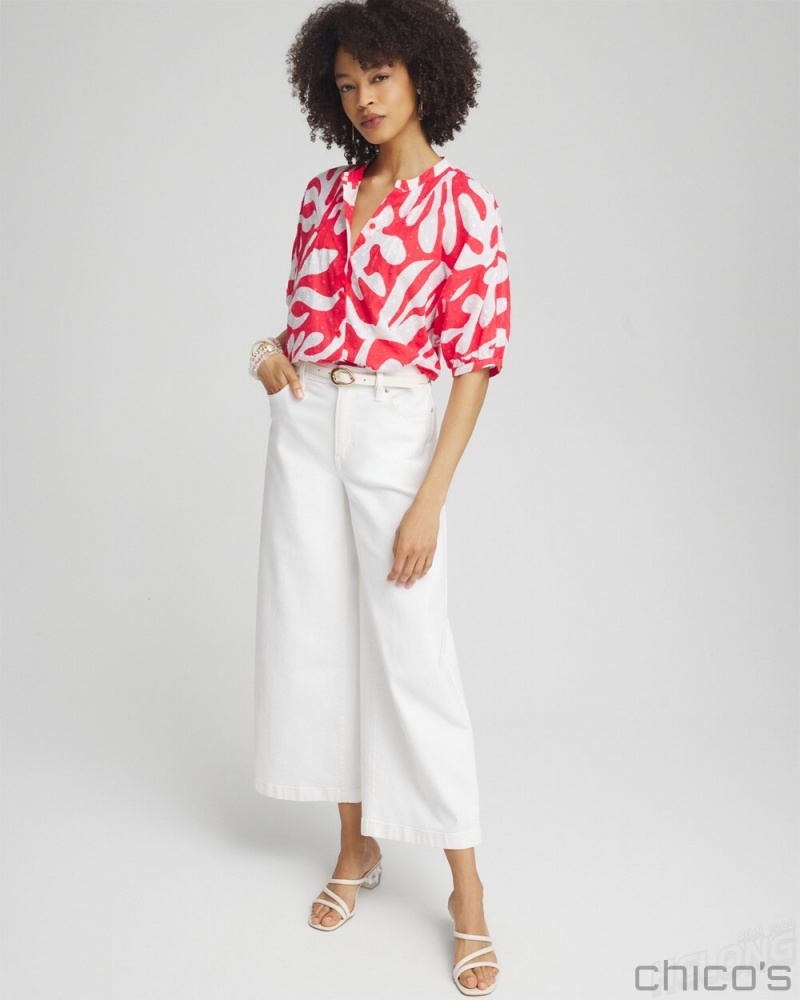 Chico's Island Reef Dolman Sleeve Shirt Blouses & Shirts Watermelon Punch | 017-QKDOTJ