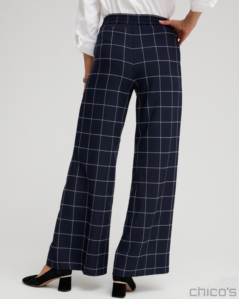 Chico's Jacquard Flare Trousers Pants Classic Navy | 960-IGDLJU