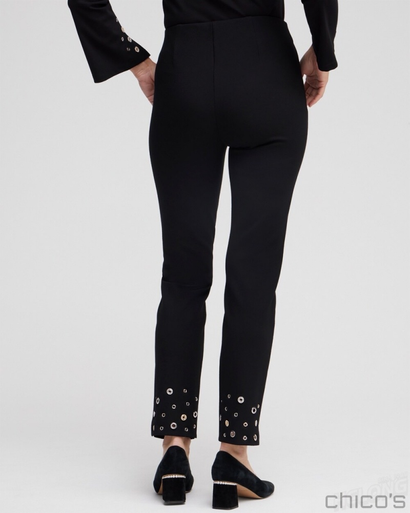 Chico's Juliet Grommet Detail Ankle Pants Pants Black | 017-FPEHVQ