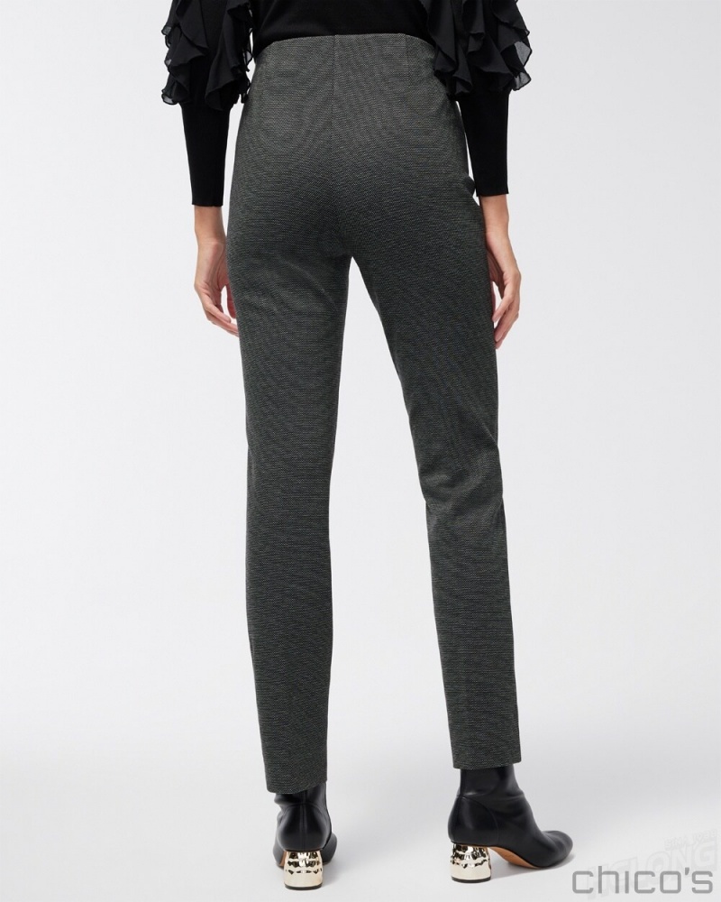 Chico's Juliet Ponte Jacquard Pants Pants Black/White | 380-BKFTLW