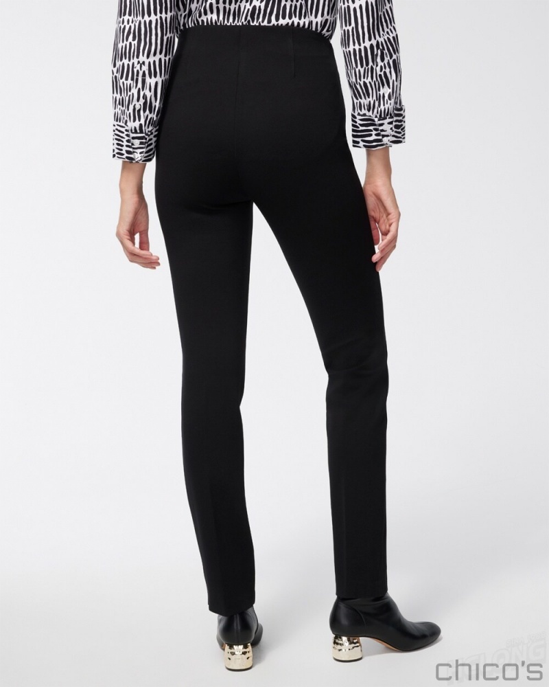 Chico's Juliet Ponte Trim Detail Pants Pants Black | 751-OBXKCS