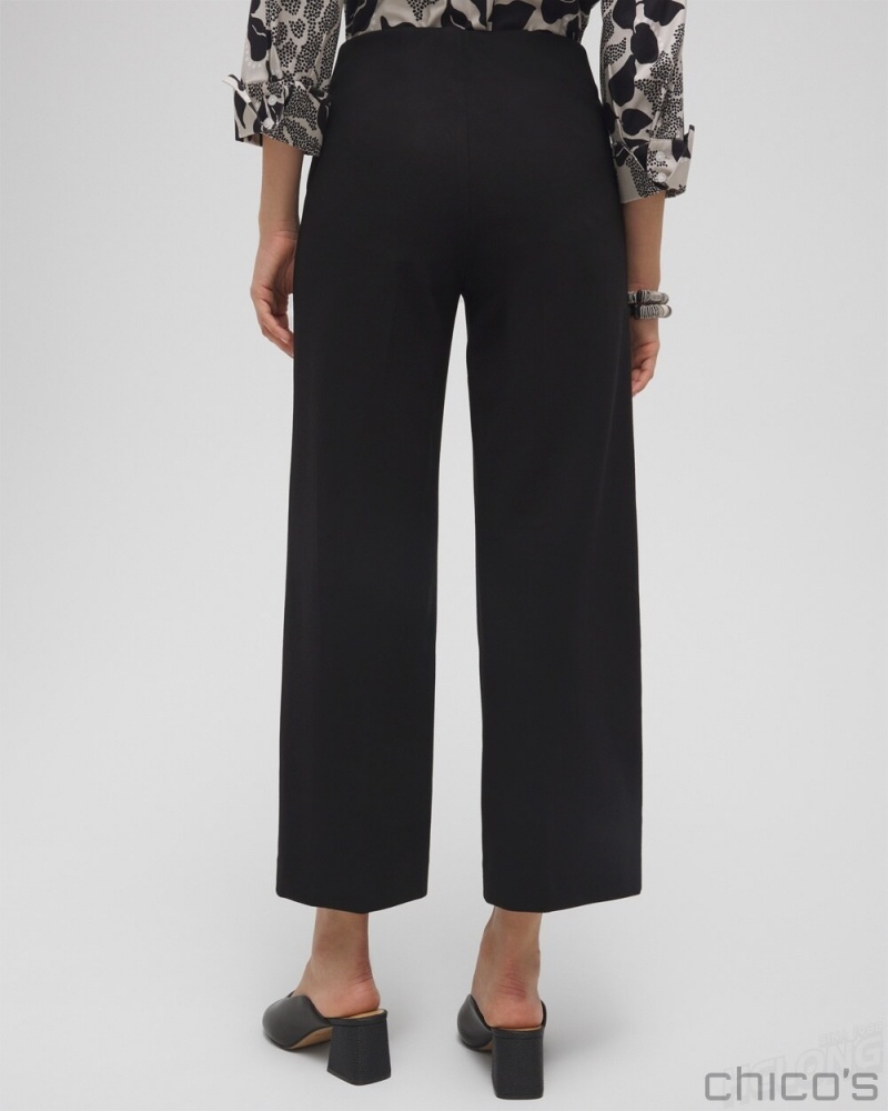 Chico's Juliet Ponte Wide Leg Cropped Pants Pants Black | 168-LWYSZH