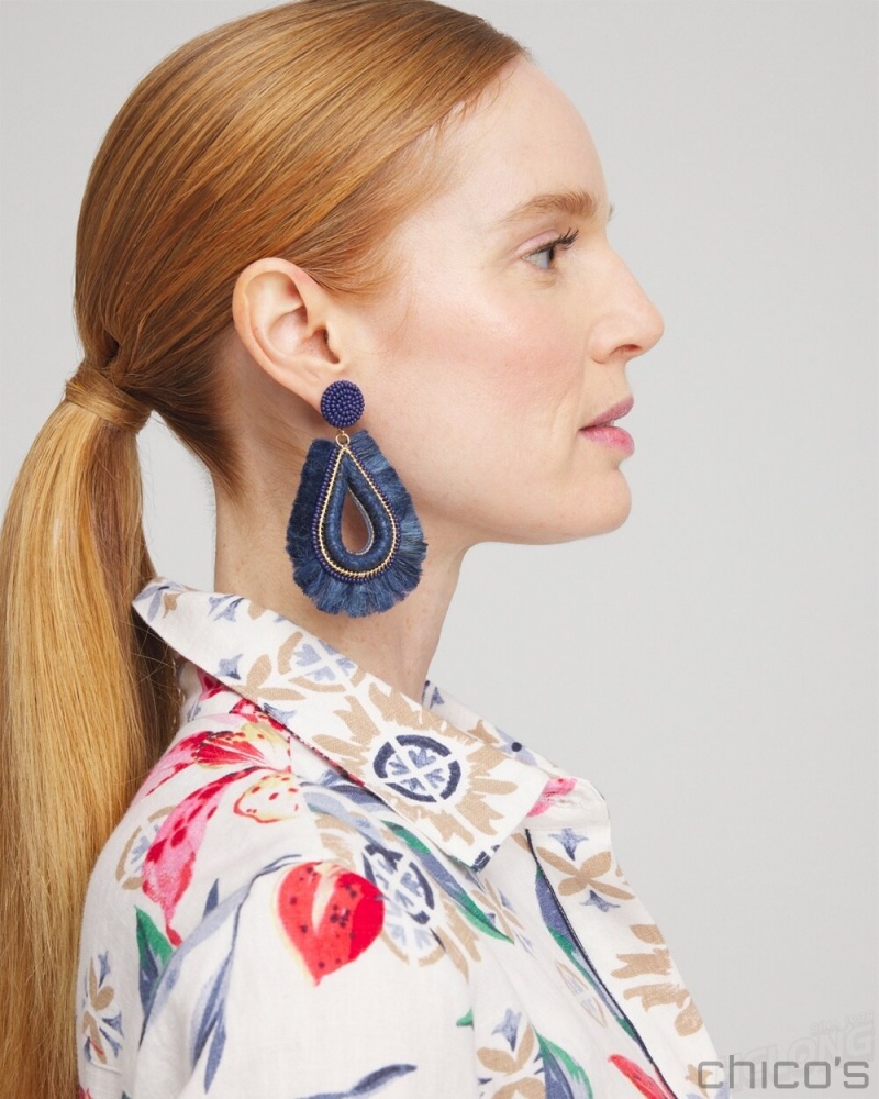 Chico's Jute Teardrop Earrings Earrings Denim | 142-DVYRXQ