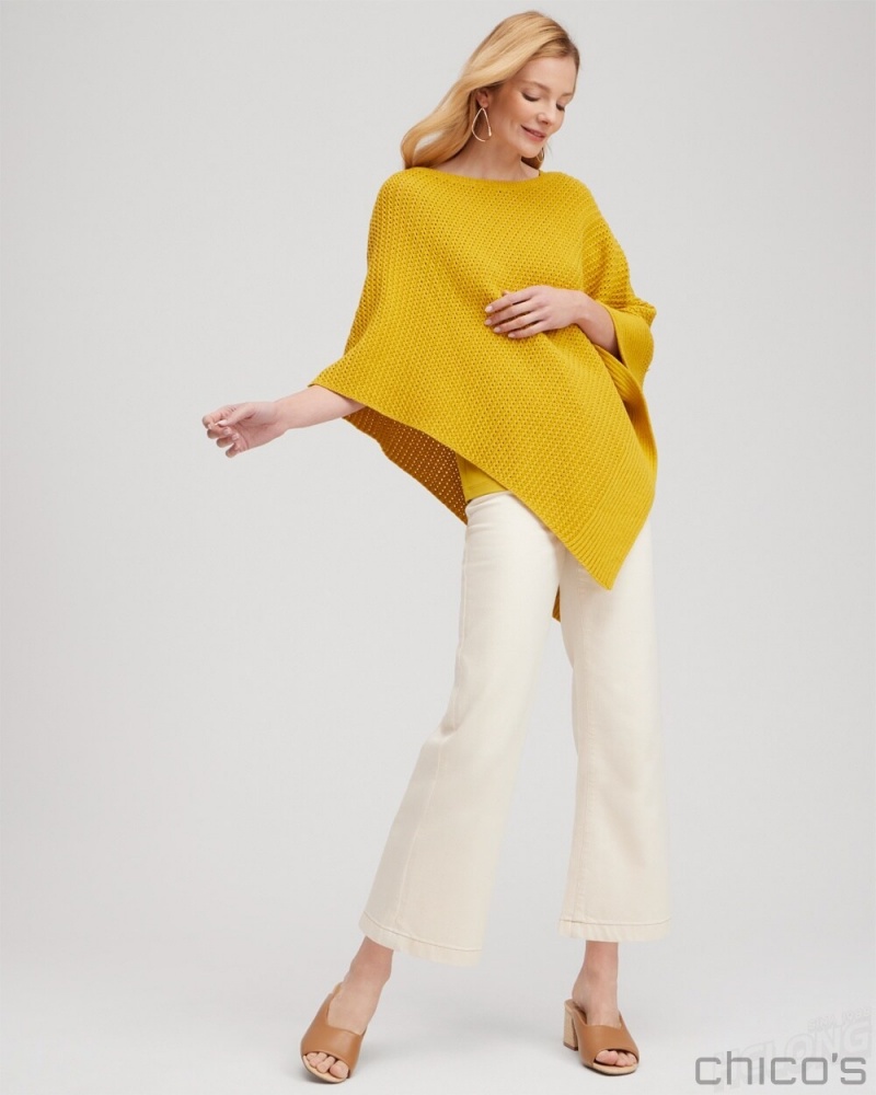 Chico's Knit Triangle Poncho Ponchos & Ruanas Golden Hour | 419-ELASMG