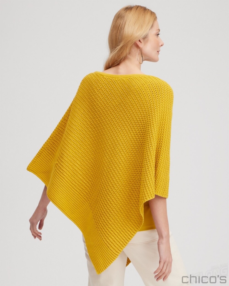 Chico's Knit Triangle Poncho Ponchos & Ruanas Golden Hour | 419-ELASMG