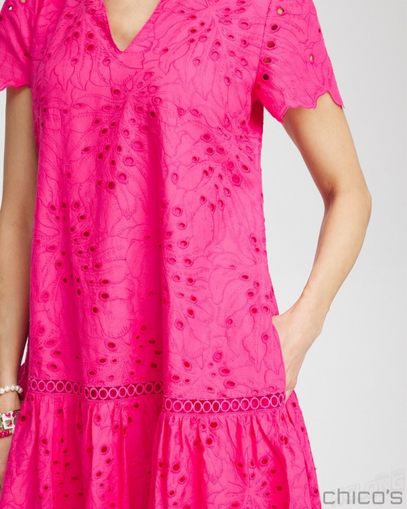 Chico's Lace Popover Dress Dresses PINK BROMELIAD | 459-AUJGYK