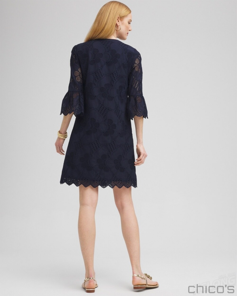 Chico's Lace Shift Dress Dresses Classic Navy | 230-CHZUXT