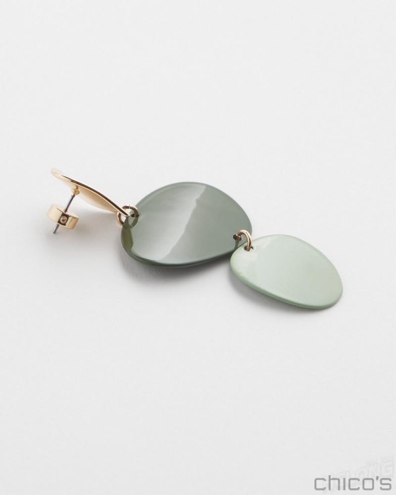 Chico's Linear Drop Earrings Earrings Olive | 190-IKQNBT