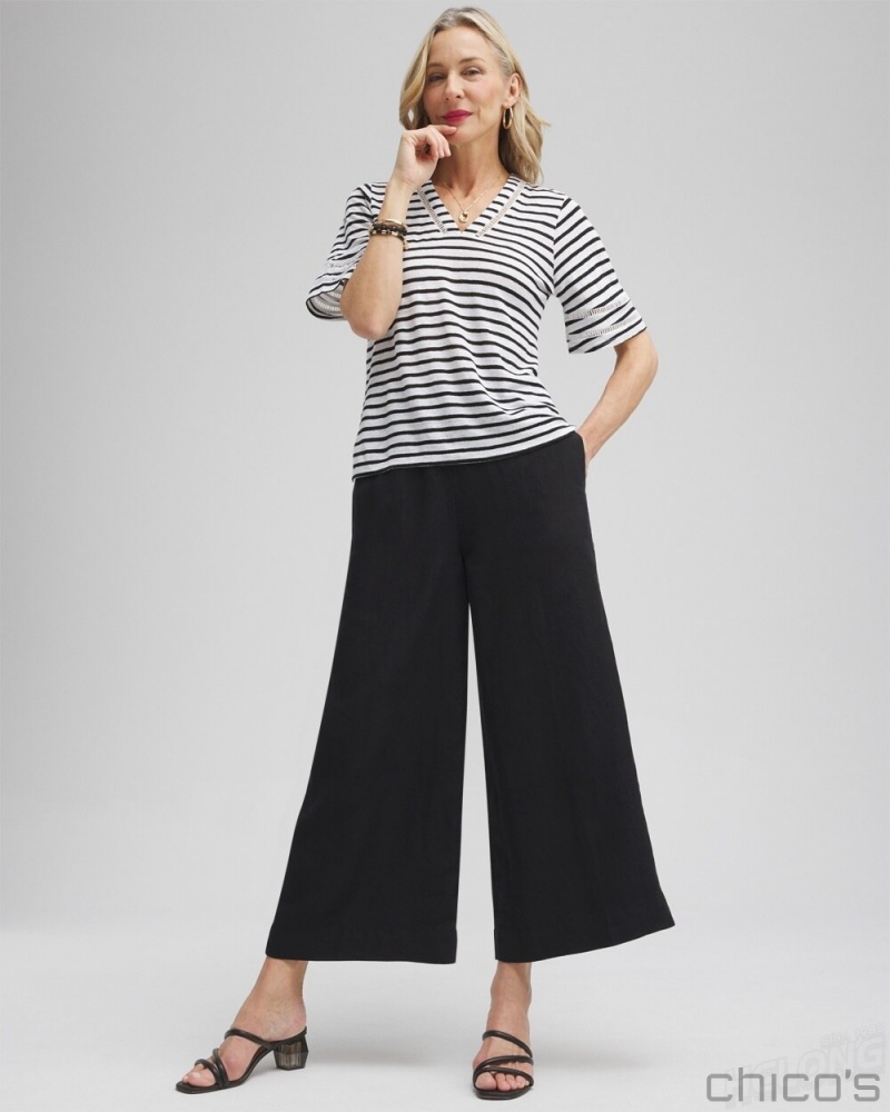 Chico's Linen Culottes Pants Alabaster | 927-QNXBFU