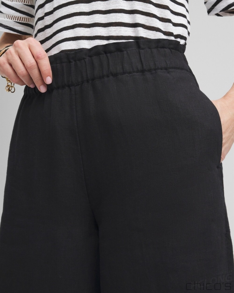 Chico's Linen Culottes Pants Black | 658-DZNGPL