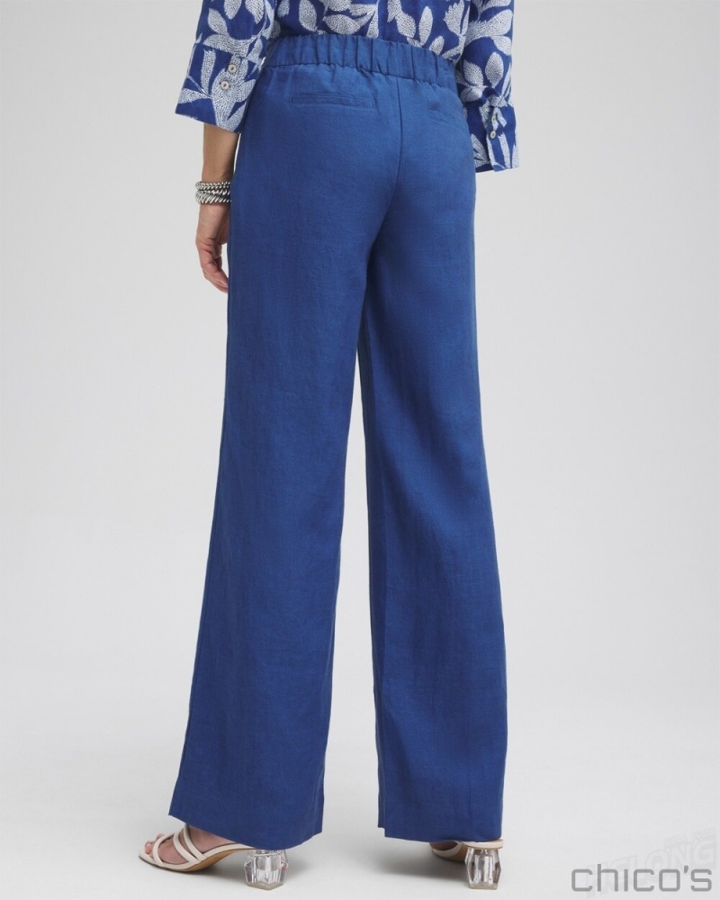 Chico's Linen Trouser Flare Pants Pants Naval Indigo | 156-VNTEBD