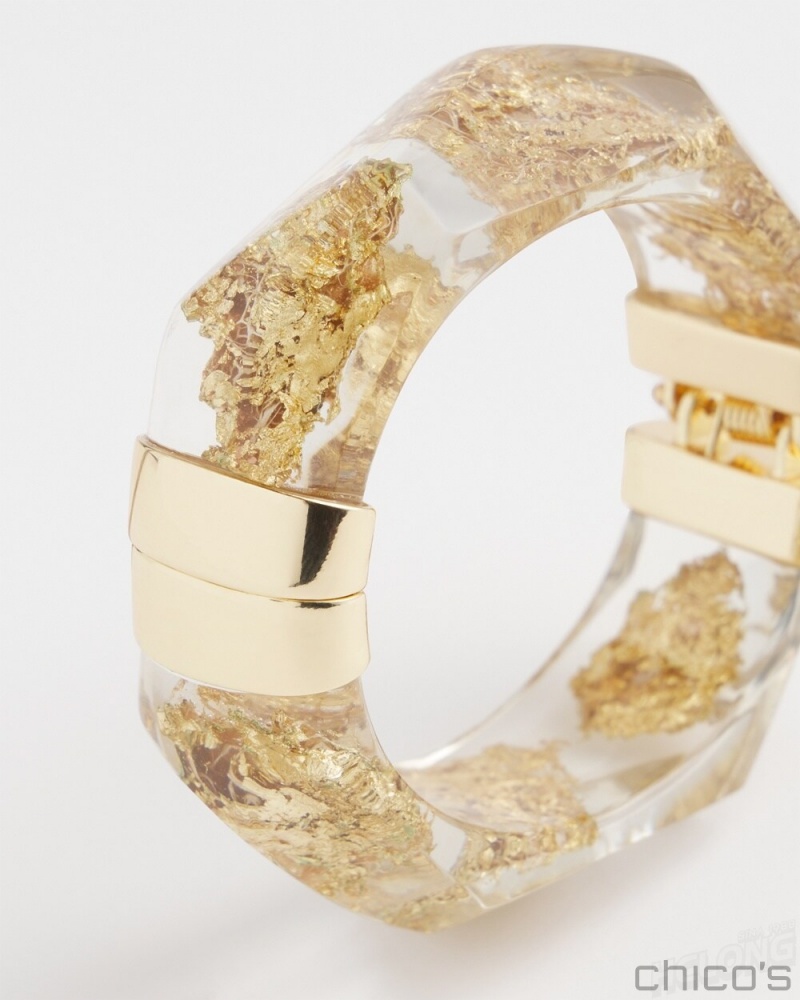 Chico's Lucite Gold Foil Bracelet Bracelets Brown | 132-JGCVKL