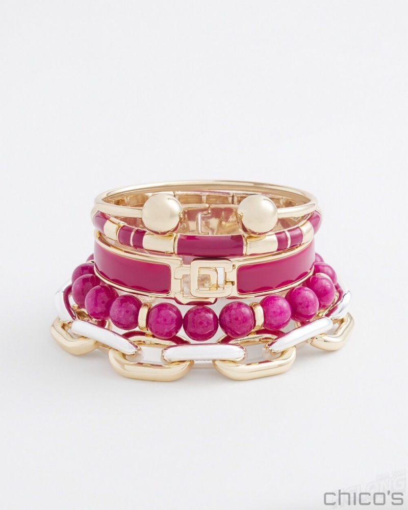 Chico's Magenta Chico's Click Bangle Bracelets Magenta Rose | 053-XOITHP