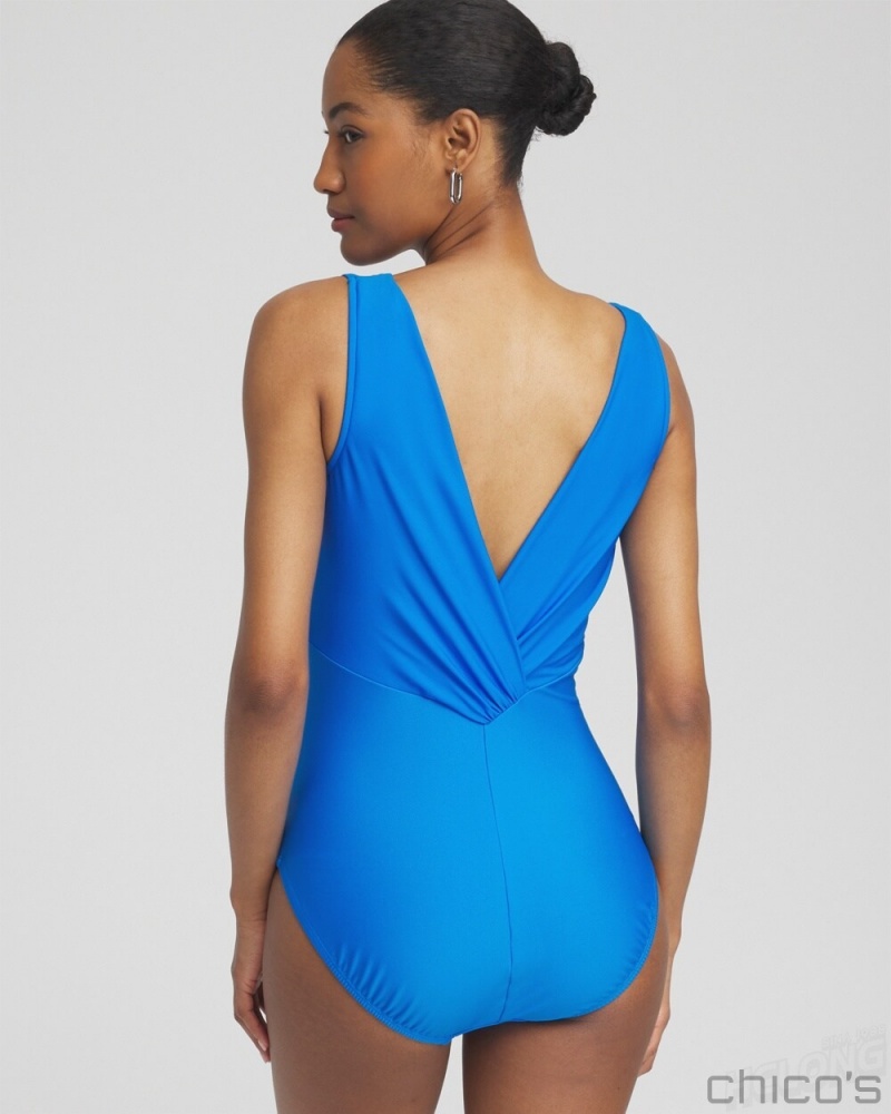 Chico's Magicsuit Marquis Kristi One Piece Swim Blue | 127-CKLBVO