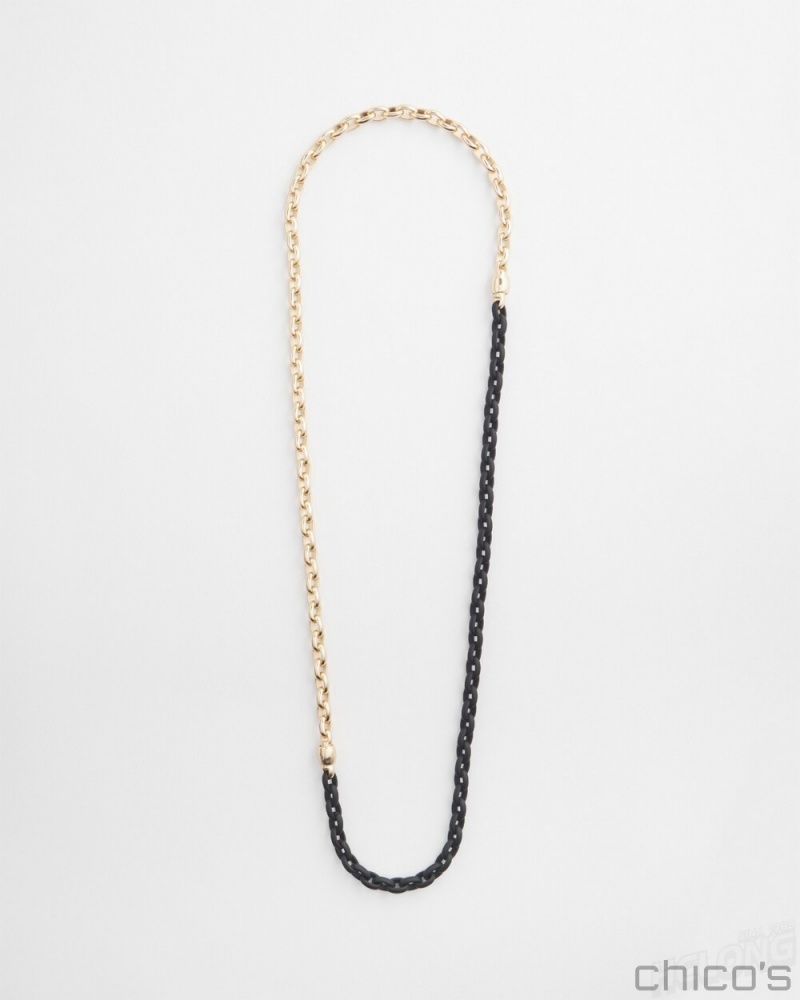 Chico's MagneticMix Black Matte Necklace Necklaces Black | 728-DWKCGE