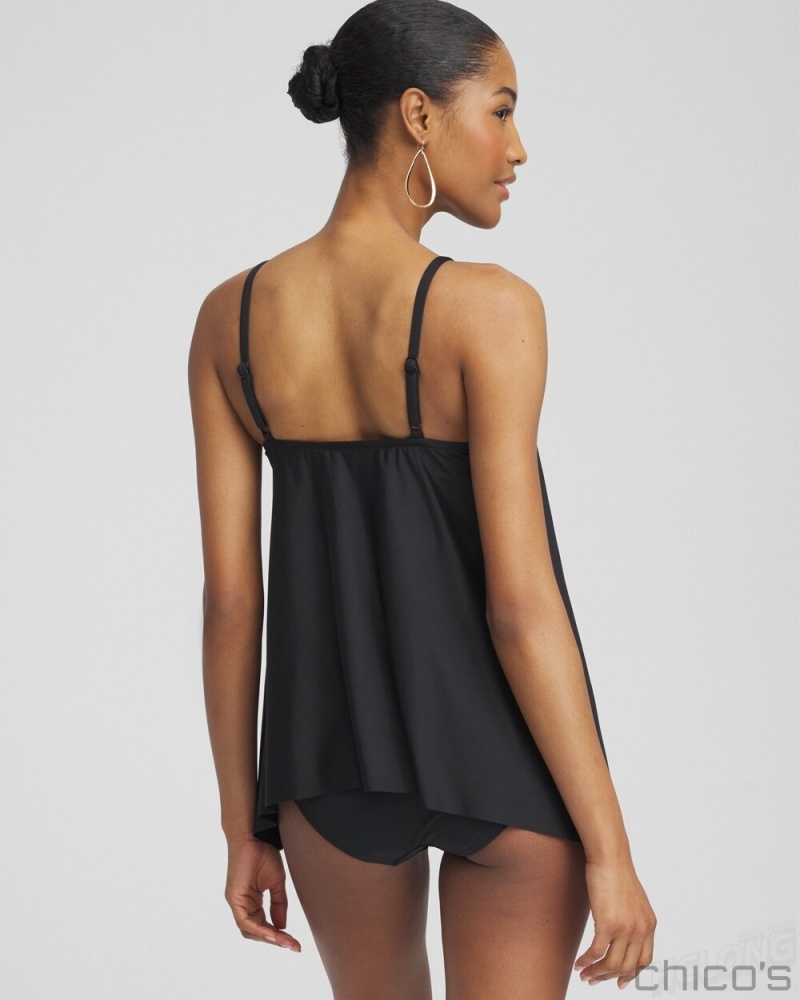 Chico's Miraclesuit Cappadocia Peephole Tankini Top Swim Black And Neutral | 763-BRKLSZ